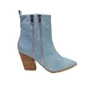 Rebels Blue Denim Kailee Double Zip Ankle Boots Sz 38